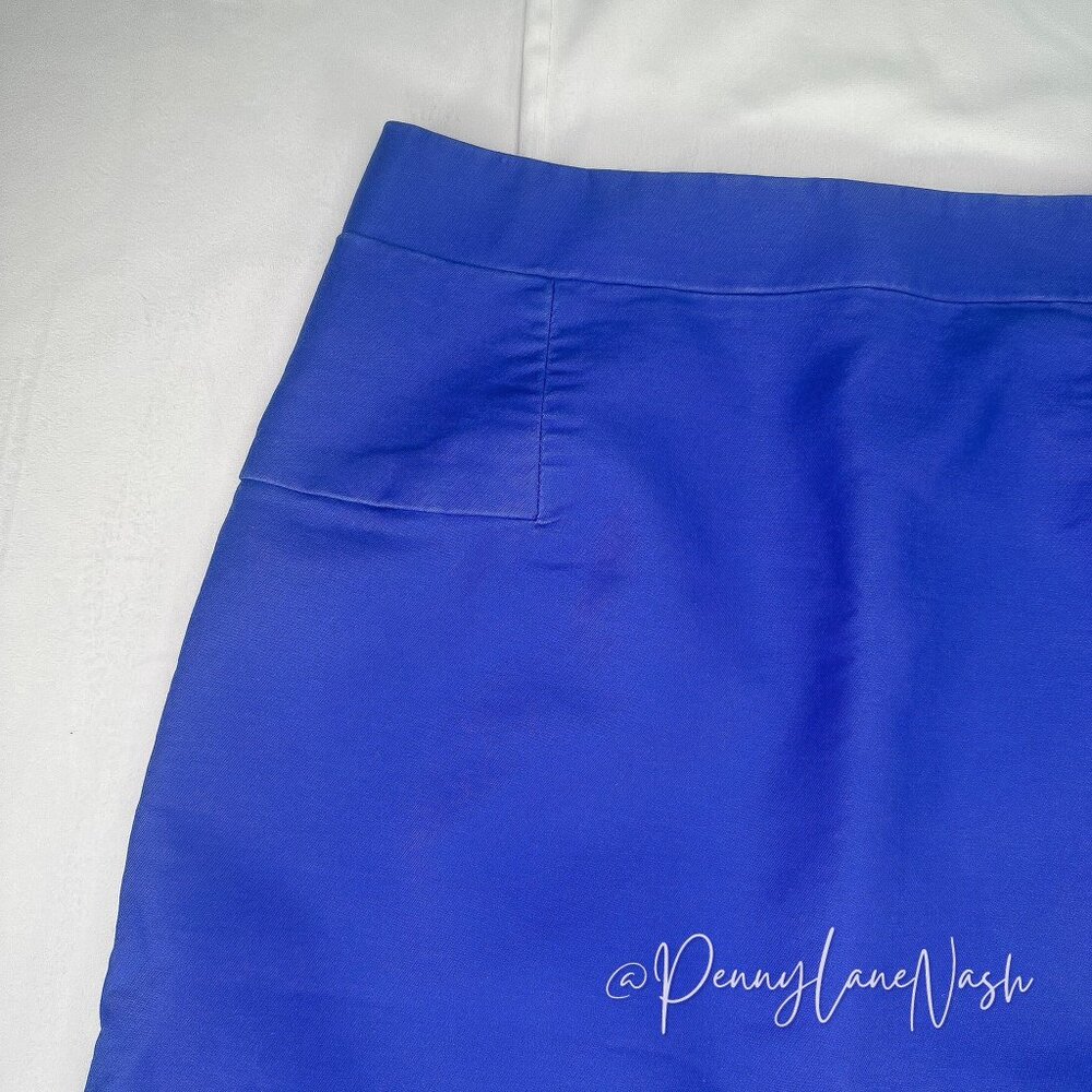 J.Crew Double Serge Cotton A Line Mini Skirt Size 4 Brilliant Blue - Picture 3 of 10